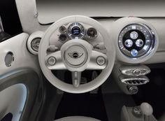 the interior of a small car is shown