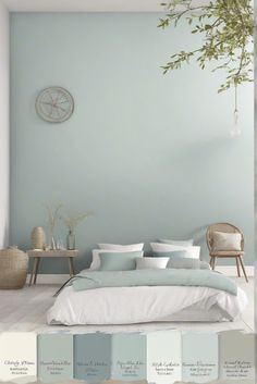 sherwin williams coordinating colors, misty serene, tranquil mists, interior design services Calm Relaxing Bedroom Ideas, Relaxing Bedroom Colors, Forest Foliage, Room Color Combination, Wall Color Combination, House Upgrades, Renovation Kitchen, Warm Browns, Bedroom Color Combination