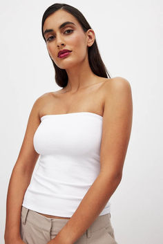 Tube Top Tube Top, Stretchy Material, Trim, White