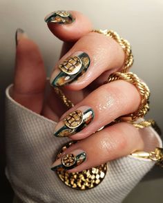 Blood Nails, Nail Design Glitter, Checkered Nails, Teal Nails, Sassy Nails, Nail Pops, Pointed Nails, Nails Design With Rhinestones, Nail Design Inspiration