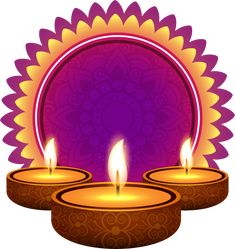 three lit candles in front of a circular background with an ornament design on it