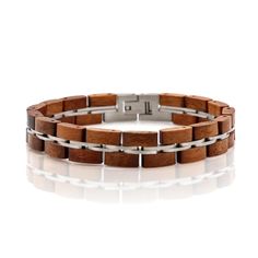 Hawaiian Koa Wood and Stainless Steel Woman's Bracelet | KoaWood Ranch Brown Bangle With Bracelet Strap, Brown Strap Style Bangle, Stainless Steel Braided Bracelet With Clasp, Stainless Steel Braided Bracelet As Gift, Modern Stainless Steel Braided Bracelets As Gift, Stainless Steel Braided Bracelets With Clasp As Gift, Elegant Brown Jubilee Bracelet, Adjustable Stainless Steel Beaded Bangle Bracelets, Adjustable Stainless Steel Beaded Bangle