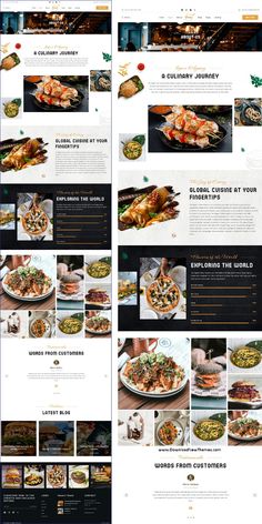 the website design is designed to look like it has many different types of food on it