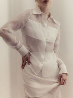 LICHI - Online fashion store Elegant Summer Blouse With Set-in Sleeves, Sheer Long Sleeve Shirt For Work, Spring Long Sleeve Blouse With Set-in Sleeves, Chic Sheer Long Sleeve Blouse, Sheer Long Sleeve Shirt For Fall, Sheer Long Sleeve Blouse For Work, Elegant Sheer Blouse For Spring, Formal Sheer Long Sleeve Blouse, Formal Long Sleeve Sheer Blouse