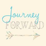 the words journey forward written in blue ink