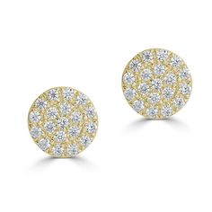 E1020D-FY Circle Stud Earrings, Circle Earrings Studs, Circle Studs, 14kt Gold, Pave Diamonds, Round Diamond, Round Diamonds, Gold Diamond, Decorative Plates