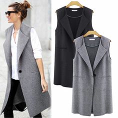 Product Description * Item:Women waistcoat * Condition: 100% Brand New * Package:1pc  (without any accessories ）    Please note: 1.Please allow a little error due to manual measurement. 2.The color maybe a little difference because of the light,screen reflection etc. 3.If you are not sure what size to choose, you can tell us your height and weight, we will recommend the right size for you. 4. Due to photography lighting and differences in computer screens there will be a little chromatic aberrat Elegant Single Breasted Vest For Fall, Classic Vest With Lapel Collar For Fall, Sleeveless Winter Blazer With Pockets, Single Breasted Long Sleeve Vest For Winter, Single-breasted Long Sleeve Vest For Winter, Fall Sleeveless Single-breasted Blazer, Fall Sleeveless Single Breasted Blazer, Fall Single Breasted Sleeveless Blazer, Fall Lapel Collar Vest For Workwear