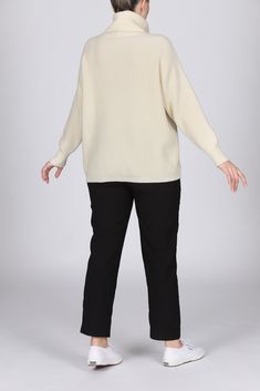 The oversize ribbed Elisa sweater is a luxe wardrobe essential that will elevate any look. This sophisticated style features a cozy turtleneck, it is easy to slip on and is wonderfully crafted with a soft wool and cashmere blend. Make this relaxed fit and endlessly versatile sweater your everyday layer to cozy up and fight the cold this fall/winter. Consult our FIT section for sizing suggestions. Oversized Wool Casual Turtleneck, Oversized Wool Turtleneck Casual Style, Casual Oversized Wool Turtleneck, Oversized Funnel Neck Sweater For Workwear, Oversized Turtleneck For Workwear, Oversized Funnel Neck Turtleneck For Work, Oversized High Neck Sweater For Work, Turtleneck Sweater With Relaxed Fit For Work, Relaxed Fit Turtleneck Sweater For Work