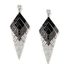 Silver Crystal, Black Diamond and Jet Rhinestones in Arrowhead Shape Earrings Black Rhinestone Dangle Jewelry, Black Dangle Rhinestone Jewelry, Black Dangle Jewelry With Rhinestones, Black Crystal Earrings With Rhinestones, Black Drop Crystal Earrings, Black Crystal Drop Earrings, Edgy Rings, Edgy Woman, Gold Earrings Wedding