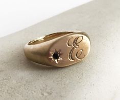 Gold signet ring with diamond Engraved ring Initial ring Oval signet ring Personalized signet ring Signet Rings Women Vintage, Signet Ring With Diamond, Rings Signet, Signet Ring Silver, Oval Signet Ring, Sister Rings, Ring Initial, Pebble Jewelry, Signet Rings Women