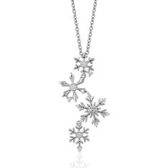 Disney Elsa Inspired Snowflake Diamond Pendant 1/10 CTTW | Enchanted Disney Fine Jewelry Winter Snowflake Necklace With Black Tips, Elsa Snowflake, Crystal Winter, Snowflake Jewelry, Enchanted Disney, Enchanted Disney Fine Jewelry, Disney Fine Jewelry, Designer Diamond Jewellery, Snowflake Necklace