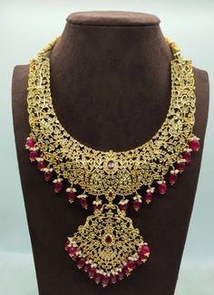 Most beautiful gold finished  necklaces with beautiful jhumka with screwe back Diamond Jewelry Indian, Gold Jewelry Wedding, Indian Jewelry Gold, Indian Diamond Jewellery, Necklace Combo, Gold Wedding Jewelry, Diamond Choker, Jewelry Indian, Gold Jewelry Indian