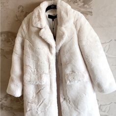 One Soft And Cozy Jacket!! Definitely Keep You Warmlined In White And Sits Just Above The Knees With Two Front Pockets. Cozy Jacket, Crochet Clothing, Women's Jackets, Kendall Kylie, Kendall + Kylie, Winter White, White Cream, Above The Knee, Cream White