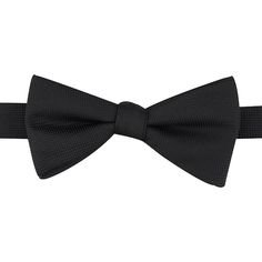 Look your absolute best while wearing this pre-tied bow tie from Bespoke. Look your absolute best while wearing this pre-tied bow tie from Bespoke. Bow-tying made simple. Watch now. Pre-tied design Adjustable strapFABRIC & CARE Polyester Spot clean Imported Size: One Size. Color: Black. Gender: male. Age Group: adult. Pattern: Solid. Classic Pre-tied Butterfly Knot Bow Tie, Classic Pre-tied Bow Tie With Butterfly Knot, Classic Pre-tied Bow With Butterfly Knot, Classic Black Bow With Butterfly Knot, Classic Adjustable Bow Ties, Classic Bow With Butterfly Knot, Classic Black Butterfly Knot Bow, Pre-tied Decorative Bow Tie For Black Tie Events, Dapper Tie With Butterfly Knot For Black Tie Events