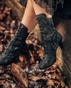 Victorian Boots - Lizzie Elliot Victorian Lace Ankle Boots - House of Elliot Victorian Era Wedding, Black Lace Boots, Gothic Boots, Black Lace Up Boots