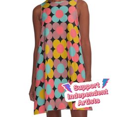 Loose-fit, mid-length sleeveless dress with silky handfeel. Printed on both sides. Machine washable. Size range XS-2XL. Huge modern geometric minimal multicolo blooms Modern Sleeveless Dress For Summer, Chic Multicolor Retro Print Dresses, Chic Multicolor Dresses With Retro Print, Black Geometric Pattern Dress For Spring, Chic Multicolor Dress With Retro Print, Modern A-line Midi Dress For Summer, Multicolor Mod Dresses For Spring, Mod Multicolor Dresses For Spring, Chic Sleeveless Dress With Colorful Pattern