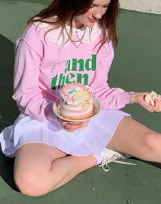 Crewneck sweatshirt. Unisex sizing. Shrinks a bit when you wash it so size up :) Cuffing Season, Pastel Party, Pleated Tennis Skirt, Tennis Skirt, Pink Sweatshirt, Disney Style, Mini Fashion, Sock Shoes, Skirt Pants