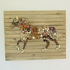 Handmade One of a Kind Vintage Costume Jewelry Horse Collage Picture | eBay Costume Jewelry Collage, Button Art Ideas, Horse Collage, Upcycle Jewelry, Jewelry Upcycle, Jewelry Collage, Jewel Art, Jeweled Picture, Jewelry Pictures