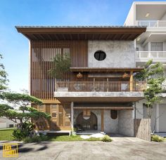 an artist's rendering of a two story building with balconies and balconyes