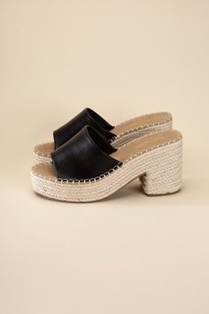 Step into style and comfort with our black Platform Espadrille Heel Mules! Perfect for any vacation or beach getaway, these mules will elevate your look with their trendy block heel. Slip them on and step out in style! Fit true to size Black Slip-on Heels For Summer, Closed Toe Beach Sandals With Padded Heel, High Heel Synthetic Mules For Beach, High Heel Mules With Padded Heel For Beach, Closed Toe Sandals With Padded Heel For Beach, Heeled Mules With Padded Heel For Beach, Beach Sandals With Padded Heel And Closed Toe, Beach Heels With Wooden Heel And Closed Toe, Chic Open Toe Beach Heels