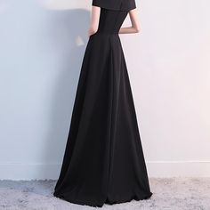 Black Off Shoulder Long Evening Dress (Elegant) Elegant Floor-length Off Shoulder Dress For Formal Events, Chic Off Shoulder Floor-length Prom Dress, Elegant Floor-length Off Shoulder Dress For Banquet, Elegant Floor-length Off Shoulder Dress For Evening, Chic Floor-length Off Shoulder Prom Dress, Chic Off-shoulder Floor-length Dress For Prom, Chic Floor-length Off-shoulder Prom Dress, Elegant Black Off-shoulder Gown, Black Floor-length Maxi Dress For Evening