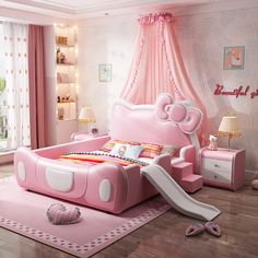 Description This children's bed is a perfect piece for your children's bedroom. It is made up of a high-quality solid wood frame that provides ultimate support and long-running stability. The backrest is somehow like a cat face design which every child wants and also provides great comfort. This is a high-quality bed w Crib Design, Kids Bed, Leather Bed, Cute Bedroom Decor, Cute Room Ideas, Decoration Bedroom, Girl Beds, Kids' Bed, Cool Beds