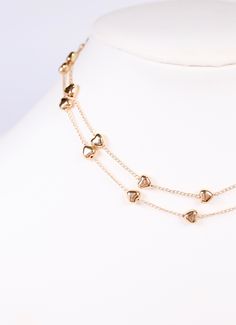 This double layered necklace has identical strands featuring puffed heart accents. It is a perfect piece ready to pair with any look, but can also be layered with other necklaces for a fuller look. Dimensions: 13.75" and 14.25" 3" extender Brass Heart Necklace Gold, Puffed Heart, Gold Heart Necklace, Full Look, Layered Necklace, Necklace Gold, Layered Necklaces, Heart Necklace, Black Pants