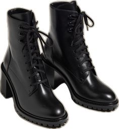 Combat Boot, Lug Sole, Stacked Heel, Lace Up Boots, Italian Leather, Black Boots, Combat Boots, Banana Republic, Leather Upper