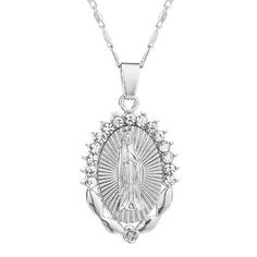 Virgen of Guadalupe Pendant ,catholic,religious ,Virgen Maria, silver tone  Stainless Steel chain  . Silver Our Lady Of Guadalupe Necklace, Silver Virgin Mary Pendant Jewelry, Silver Spiritual Virgin Mary Jewelry, Spiritual Silver Jewelry With Virgin Mary, Spiritual Silver Necklace With Our Lady Of Guadalupe, Virgen Of Guadalupe, Maria Necklace, Christian Accessories, Villa Rica