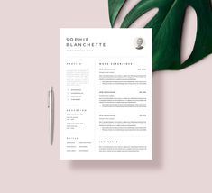 a professional resume template on top of a green leaf