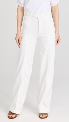 FRAME Braided Waistband Wide Leg Jeans | Shopbop Straight Leg Flare Jeans For Elevated Casual Look, Full-length Cotton Cargo Jeans For Work, Spring Cargo Jeans With Patch Pockets For Everyday, Spring Everyday Cargo Jeans With Patch Pockets, Full Length Cotton Cargo Jeans For Work, Spring Cotton Cargo Jeans With Patch Pockets, Full-length Cargo Jeans For Spring Workwear, Full Length Cargo Jeans For Workwear In Spring, Spring Workwear Full-length Cargo Jeans