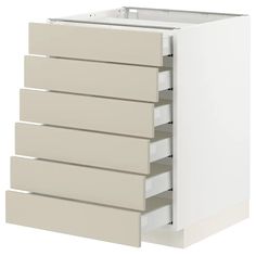 a white cabinet with five drawers on each side