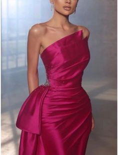 A-Line Evening Gown Elegant Dress Formal Court Train Sleeveless Strapless Satin with Pleats Ruched Sequin Gown Elegant, Dresses Formal Elegant, Evening Gowns Elegant, Dress Formal, Elegant Dress, Special Occasion Dresses, Evening Gown, Occasion Dresses, Mother Of The Bride