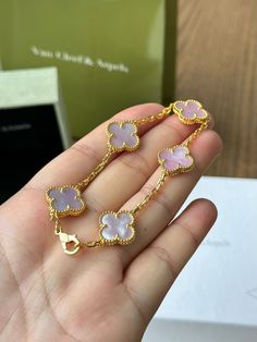 This stylish Gold Clover Bracelet Set adds a touch of luxury to any outfit. Van Cleef Bracelet Aesthetic, Van Cleef Bracelet, Cleef Bracelet, Clover Gifts, Bracelet Aesthetic, Gift Hacks, Clover Bracelet, Luxury Bracelet, Luxury Aesthetic