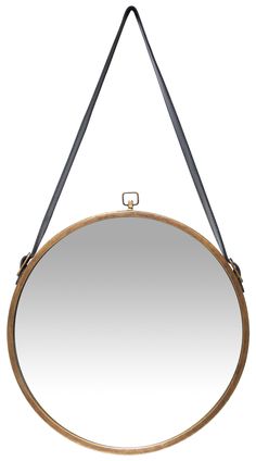 Bursting with practical style and rustic charm, you'll love the way this mirror will complement your space. On the Farmhouse Circle, the leather strap attaches to a rustic metal frame ending in a charming buckle. We all have dead wall spaces in our houses. Instantly spruce up one such space in your home using this mirror. Spanning an impressive 29 inches in height including the strap, this is a trendy and chic accent piece for both young and old. This hanging wall mirror will be the perfect fini Mirrors With Leather Straps, Mirror Bedroom Decor, Farmhouse Wall Mirrors, Entry Mirror, Farmhouse Mirrors, Framed Wall Mirror, Circle Mirror, Mirror Hanging, Metal Frame Mirror