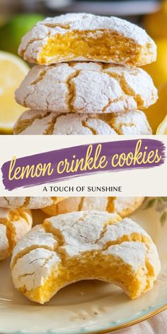 Easy Lemon Crinkle Cookies with Fresh Lemon Zest Lemon Crinkle Cookies, Squeezed Lemon, Baking Games, Cake Studio, Lemon Flavor, Crinkle Cookies, Quick Desserts, Melt In Your Mouth, How To Squeeze Lemons