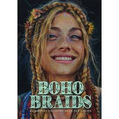 Boho Braids Coloring Book A wonderful portrait coloring book with lovely hippie and boho girls and women, flowers, feathers, and hair accessories. 52 pages A4 girls with pigtails and braided hairstyles with flowers, feathers, hair clips, bows for the ultimate summer hippie feeling. A great portrait coloring book for adults and teenagers, free spirits, hippies and boho fans. Braided Hairstyles With Flowers, Boho Braids Hairstyles, Boho Fans, Hairstyles With Flowers, Boho Braided Hairstyles, Girl With Pigtails, Girl Portraits, Hippie Hair, Coloring Book For Adults