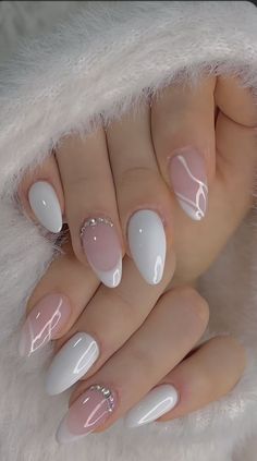 Pink White Nails, Nails Yellow, Fancy Nails Designs, Short Acrylic Nails Designs, Bridal Nails, Acrylic Nail Designs, Trendy Nails