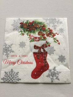 a napkin with a christmas stocking on it