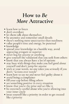 a white poster with the words how to be more attractive