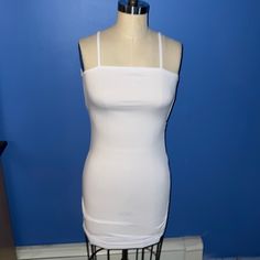 Nwot Cute Little White Summer Dress Xs Casual White Mini Dress With Built-in Bra, White Casual Mini Dress With Built-in Bra, White Mini Dress With Built-in Bra For Spring, White Stretch Midi Dress With Straight Neckline, White Stretch Bodycon Dress With Spaghetti Straps, White Stretch Mini Dress With Built-in Bra, White Stretch Dress With Straight Neckline, White Stretch Dresses With Straight Neckline, White Dress With Built-in Bra For Night Out