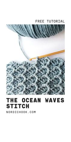 the ocean waves crochet pattern is shown with text overlay that reads,'free