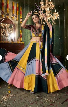 PRE ORDER Pastel multicolor Embroidery Navratri lehenga choli. Chaniya Choli Designs Navratri, Traditional Lehenga Designs, Navratri Lehenga, Chaniya Choli Designs, Garba Dress, Multicolor Embroidery, Navratri Festival, Choli Blouse, Navratri Chaniya Choli