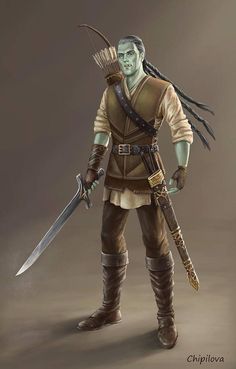 Orc Adventurer, Half Orc Rogue, Malazan Book Of The Fallen, Half-orc Male, Steven Erikson, Dnd Races, Roleplay Characters, Leather Armor