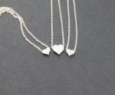 Mother Daughter Silver Heart Necklace Set 2345 by ElseJewelry Dainty Silver Necklace With Heart Beads, Simple Silver Necklaces For Mother's Day, Silver Heart Beads Charm Necklace For Wedding, Silver Minimalist Necklace For Valentine's Day, Wedding Silver Charm Necklaces With Heart Beads, Minimalist Silver Necklace For Valentine's Day, Delicate Silver Necklace With Heart Beads, Silver Wedding Charm Necklace With Heart Beads, Simple Silver Heart Necklace For Valentine's Day