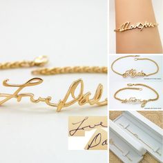 Elegant Signed Jewelry For Gift, Signature Gold Bracelet With Engraving, Gold Signature Style Name Bracelet, Signature Engraved Gold Bracelets, Gold Signature Style Engraved Name Bracelet, Signature Personalized Bracelets For Anniversary, Personalized Signature Bracelets For Anniversary, Signature Gold Engraved Bracelets, Signature Gold Engraved Bracelet