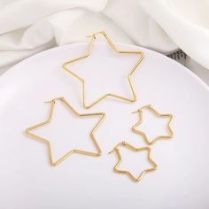 Womens Large Silver Gold Star Hoop Earrings Trendy Jewelry Surgical Steel 2Pcs | eBay Star Hoop Earrings, Earrings Trendy, Hypoallergenic Jewelry, Fade Color, Gold Star, Trendy Jewelry, Gold Stars, Star Shape, Accessories Earrings