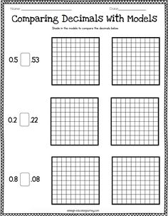 comparing numbers with models worksheet