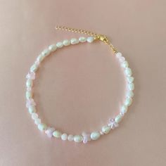 Butterfly Pearl Choker/ Freshwater Pearls/ Jade/ Irregular image 1 Light Pink Butterfly, Fresh Water Pearl Necklace, Butterfly Beads, Water Pearl Necklace, Gift Inspiration, Pearl Necklaces, Chic Gifts, Shop Gift, Pearl Choker