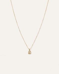 Crafted from 14K recycled gold, this pendant is designed with chic simplicity in mind. A solitaire round natural diamond is the focal point, expertly set in a classic four-prong setting for maximum sparkle from every angle. Wear it solo as a statement piece or layer with other necklaces to create a look that's only yours.  | Quince | Women's 14k Gold Natural Diamond Solitaire Necklace in Yellow Gold Minimalist 14k Gold Diamond Necklace With Prong Setting, Everyday Solitaire Round Pendant Necklace, Yellow Gold Solitaire Necklace For Everyday, Everyday Solitaire Necklace With Round Pendant, Everyday Yellow Gold Solitaire Necklace, Everyday Round Pendant Solitaire Necklace, Minimalist Rose Gold Diamond Charm Necklace, 14k Yellow Gold Solitaire Diamond Necklace, Everyday Solitaire Necklace With Round Diamond Pendant